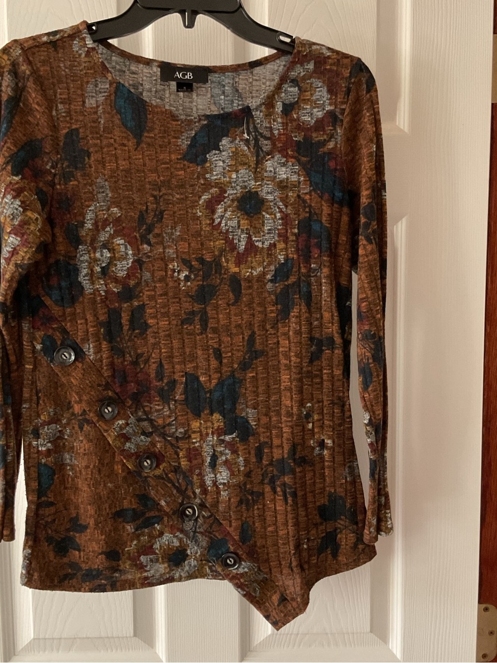AGB Multicolor Floral Knit Crewneck Top